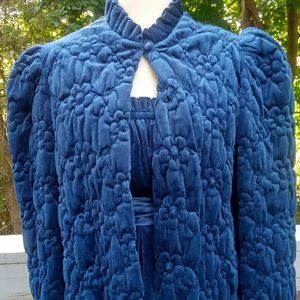 Say-Lu 3pc Velour Lounge Set/PJ's/Sleepwear Midnight Blue Size Large Vintage NWT